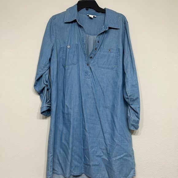 Chambray Shirt Dress for Women Size LP - Picture 5 of 6
